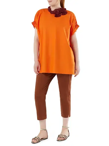 Marina Rinaldi Women's Cotton Poplin Blouse - Tangerine - Size 16 | Thumbnail 2