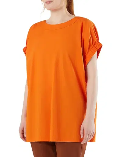 Marina Rinaldi Women's Cotton Poplin Blouse - Tangerine - Size 16 | Thumbnail 3