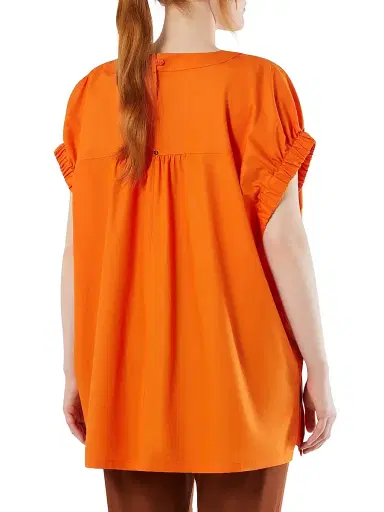 Marina Rinaldi Women's Cotton Poplin Blouse - Tangerine - Size 16 | Thumbnail 4