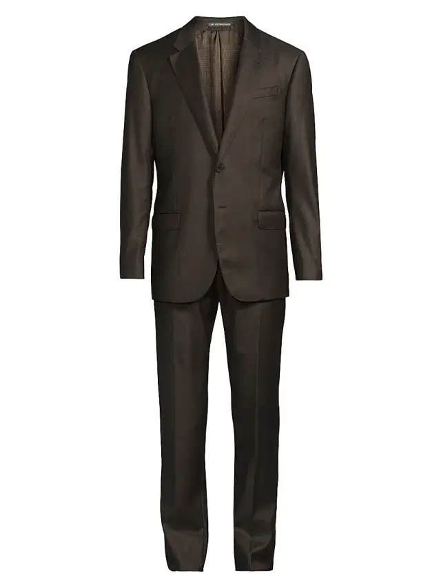 Men's Shark Skin Wool Suit - Brown