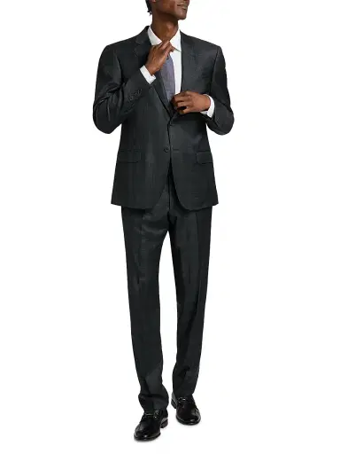 Emporio Armani Men's Plaid Wool Single-Breasted Suit - Grey - Size 44 | Thumbnail 3