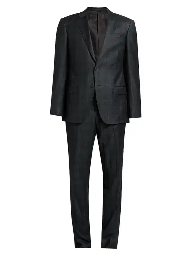 Emporio Armani Men's Plaid Wool Single-Breasted Suit | Thumbnail 1 Emporio Armani Men's Plaid Wool Single-Breasted Suit | Thumbnail 1