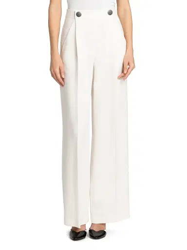 Giorgio Armani Women's Silk Cady Wide-Leg Trousers - Solid White - Size 10 | Thumbnail 3