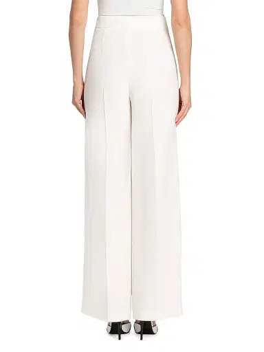 Giorgio Armani Women's Silk Cady Wide-Leg Trousers - Solid White - Size 10 | Thumbnail 5