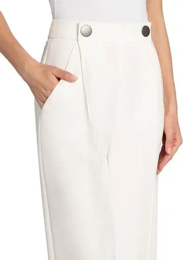 Giorgio Armani Women's Silk Cady Wide-Leg Trousers - Solid White - Size 10 | Thumbnail 6