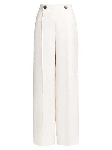 Giorgio Armani Women's Silk Cady Wide-Leg Trousers - Solid White - Size 10 | Thumbnail 1