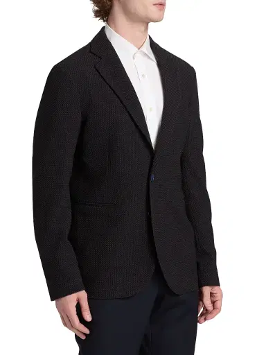 Emporio Armani Men's Textured Unlined Soft Jacket - Blue Multi - Size 44 | Thumbnail 4