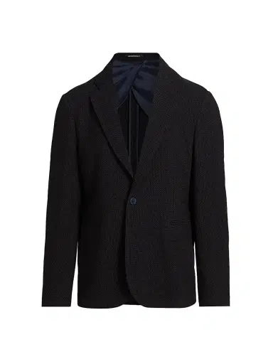 Emporio Armani Men's Textured Unlined Soft Jacket - Blue Multi - Size 44 | Thumbnail 1