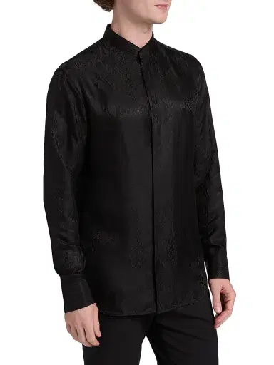 Emporio Armani Men's Snake-Print Jacquard Button-Front Sport Shirt | Thumbnail 4