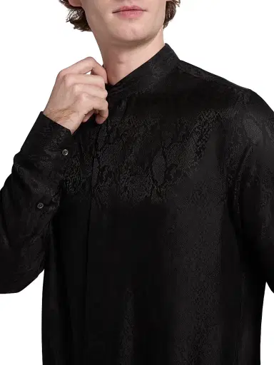 Emporio Armani Men's Snake-Print Jacquard Button-Front Sport Shirt | Thumbnail 6