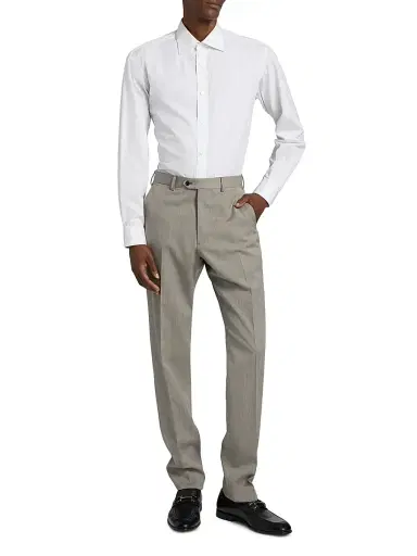 Emporio Armani Men's Flat Front Wool Trousers - Tan | Thumbnail 2 Emporio Armani Men's Flat Front Wool Trousers - Tan | Thumbnail 2