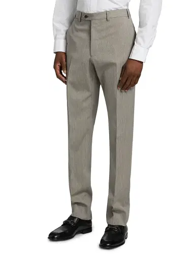 Emporio Armani Men's Flat Front Wool Trousers - Tan | Thumbnail 4 Emporio Armani Men's Flat Front Wool Trousers - Tan | Thumbnail 4