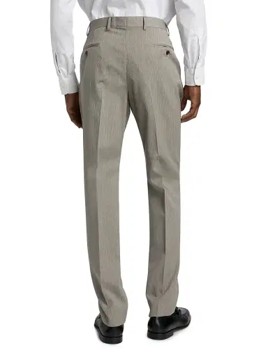 Emporio Armani Men's Flat Front Wool Trousers - Tan | Thumbnail 5 Emporio Armani Men's Flat Front Wool Trousers - Tan | Thumbnail 5