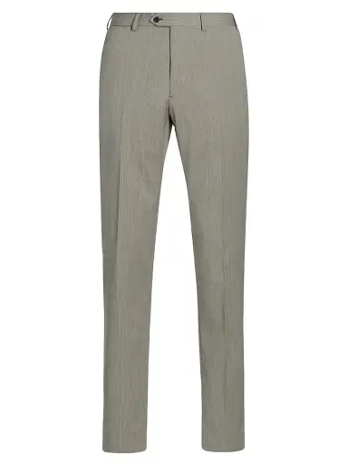 Emporio Armani Men's Flat Front Wool Trousers - Tan | Thumbnail 1 Emporio Armani Men's Flat Front Wool Trousers - Tan | Thumbnail 1