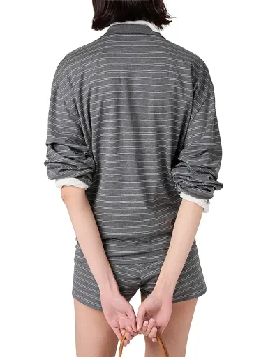 Miu Miu Women's Cotton Jersey Polo T-Shirt - Grey - Size Large | Thumbnail 4
