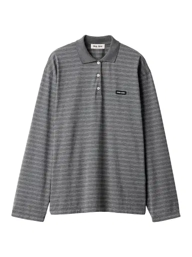 Miu Miu Women's Cotton Jersey Polo T-Shirt - Grey - Size Large | Thumbnail 1