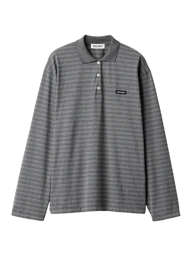Miu Miu Women's Cotton Jersey Polo T-Shirt - Grey
