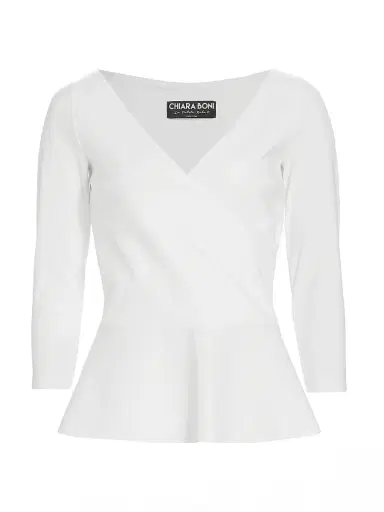 Chiara Boni La Petite Robe Women's Poppy V-Neck Peplum Top | Thumbnail 1 Chiara Boni La Petite Robe Women's Poppy V-Neck Peplum Top | Thumbnail 1