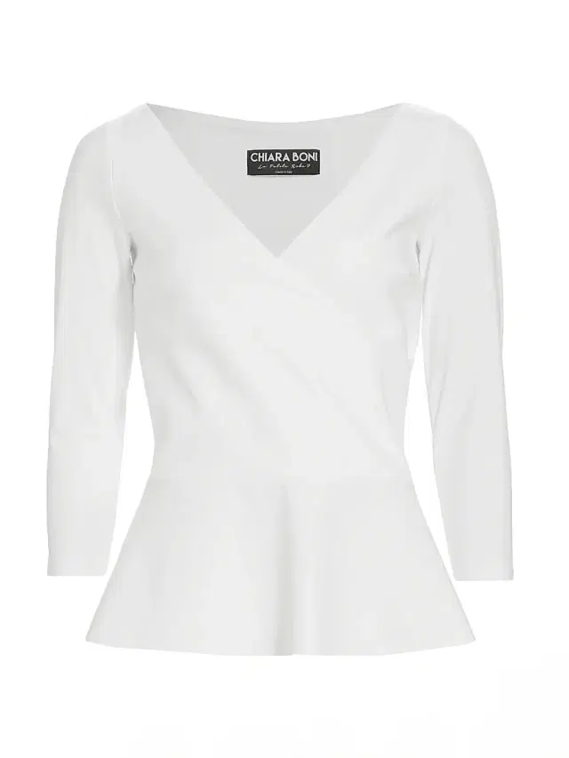 Chiara Boni La Petite Robe Women's Poppy V-Neck Peplum Top - White