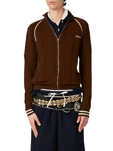 Miu Miu Women's Cotton Cardigan - Brown - Size 8 | Thumbnail 2