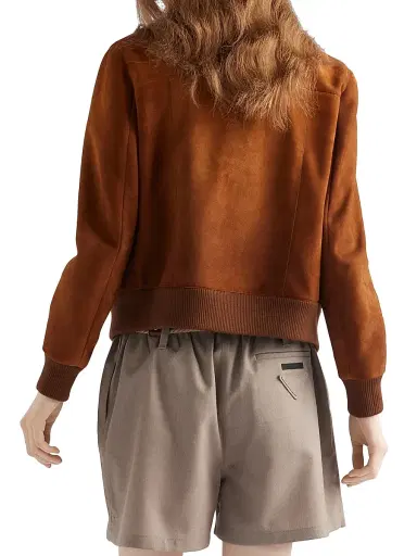 Prada Women's Suede Blouson Jacket - Brown | Thumbnail 3 Prada Women's Suede Blouson Jacket - Brown | Thumbnail 3