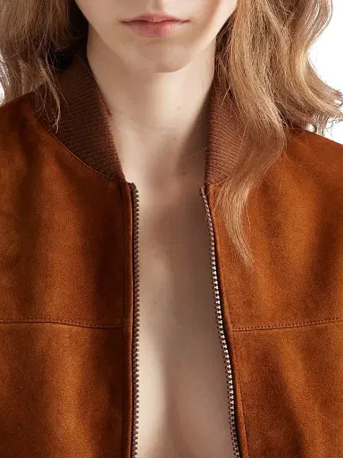 Prada Women's Suede Blouson Jacket - Brown | Thumbnail 5 Prada Women's Suede Blouson Jacket - Brown | Thumbnail 5