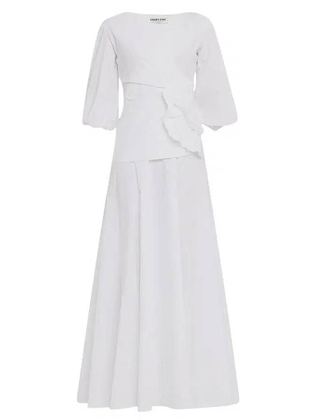 Chiara Boni La Petite Robe Women's Flower-Appliquéd Stretch Cotton Maxi Dress - White