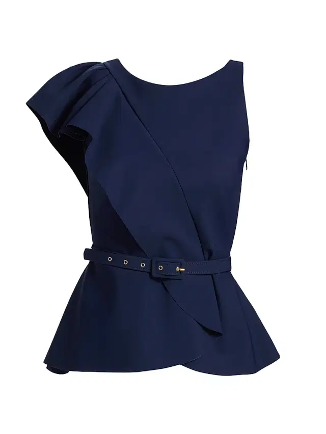 Chiara Boni La Petite Robe Women's Seema Asymmetric Flutter Top - Blue Notte