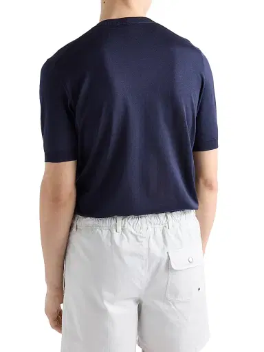 Prada Men's Short-Sleeved Silk Sweater - Blue - Size 44 | Thumbnail 3 Prada Men's Short-Sleeved Silk Sweater - Blue - Size 44 | Thumbnail 3