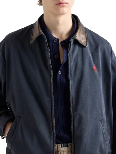 Prada Men's Cotton Jacket with Leather Details - Blue - Size XXL | Thumbnail 4