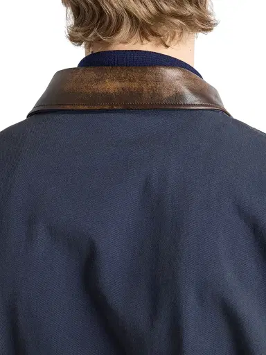 Prada Men's Cotton Jacket with Leather Details - Blue - Size XXL | Thumbnail 6