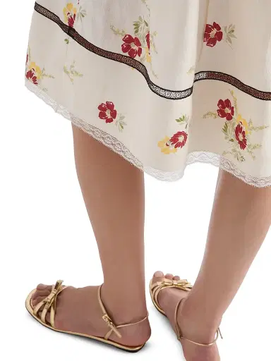 Prada Women's Floral Print Linen Skirt - Beige Multi - Size 12 | Thumbnail 6 Prada Women's Floral Print Linen Skirt - Beige Multi - Size 12 | Thumbnail 6