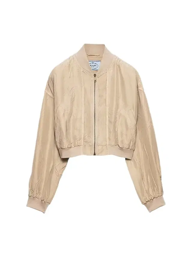 Women's Cropped Old Silk Bomber Jacket - Beige
