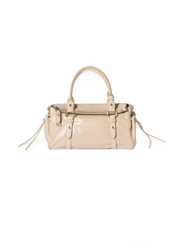 Miu Miu Women's Glossy Leather Top Handle Bag - Beige Khaki