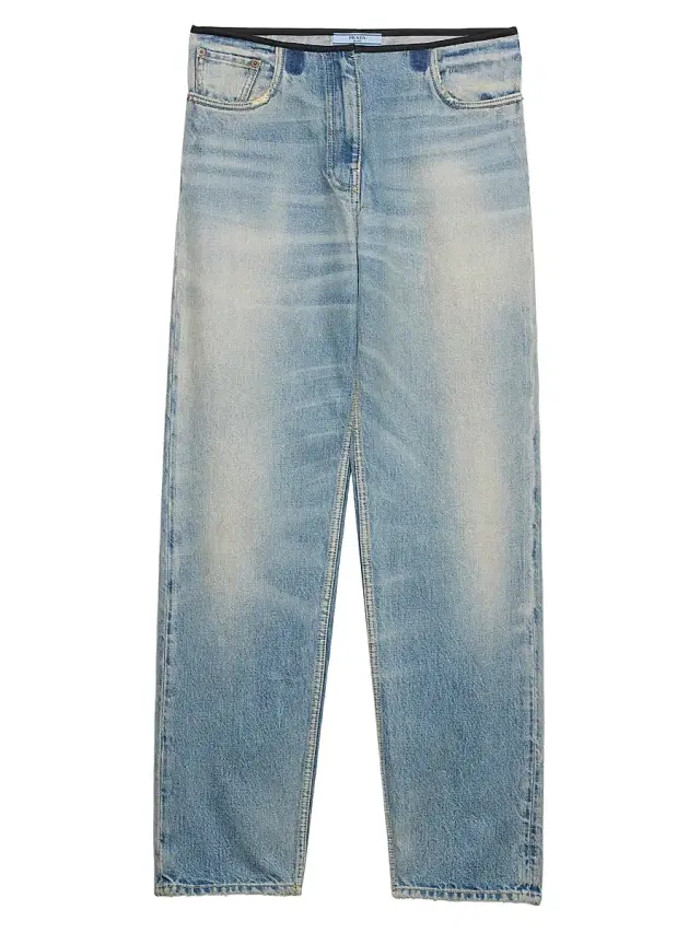 Women's Washed Denim Jeans - Blue