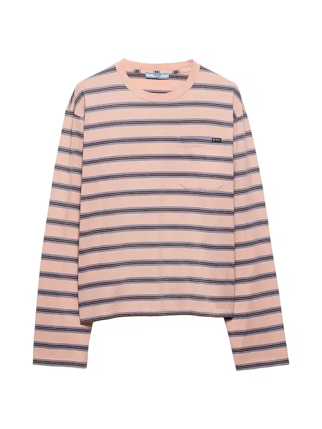 Women's Long-Sleeved Striped Cotton Jersey T-Shirt - Pink