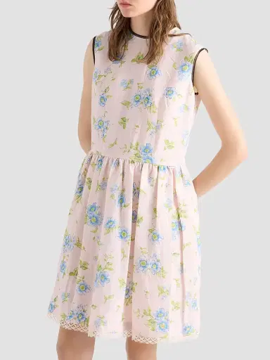 Prada Women's Pleated Floral Print Linen Dress - Pink - Size 12 | Thumbnail 3 Prada Women's Pleated Floral Print Linen Dress - Pink - Size 12 | Thumbnail 3