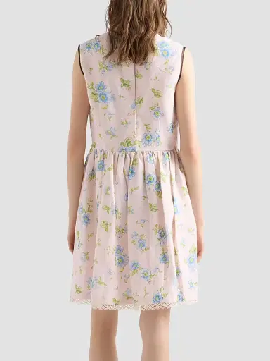 Prada Women's Pleated Floral Print Linen Dress - Pink - Size 12 | Thumbnail 4 Prada Women's Pleated Floral Print Linen Dress - Pink - Size 12 | Thumbnail 4