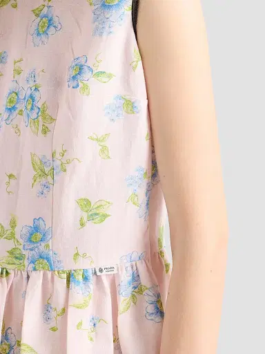Prada Women's Pleated Floral Print Linen Dress - Pink - Size 12 | Thumbnail 6 Prada Women's Pleated Floral Print Linen Dress - Pink - Size 12 | Thumbnail 6