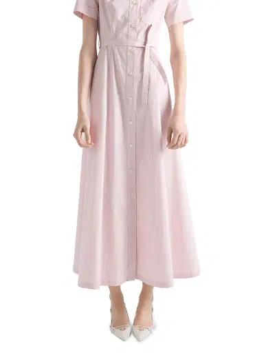 Prada Women's Embroidered Poplin Shirt Dress - Pink - Size 8 | Thumbnail 4
