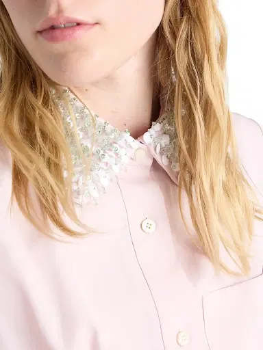 Prada Women's Embroidered Poplin Shirt Dress - Pink - Size 8 | Thumbnail 5