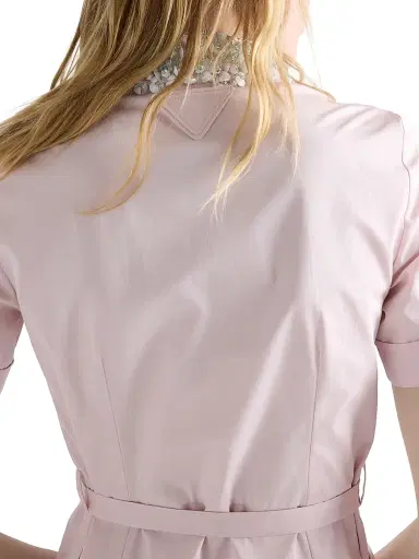 Prada Women's Embroidered Poplin Shirt Dress - Pink - Size 8 | Thumbnail 6