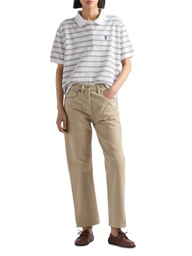 Prada Women's Striped Piqué Polo Shirt - White - Size 6 | Thumbnail 2 Prada Women's Striped Piqué Polo Shirt - White - Size 6 | Thumbnail 2
