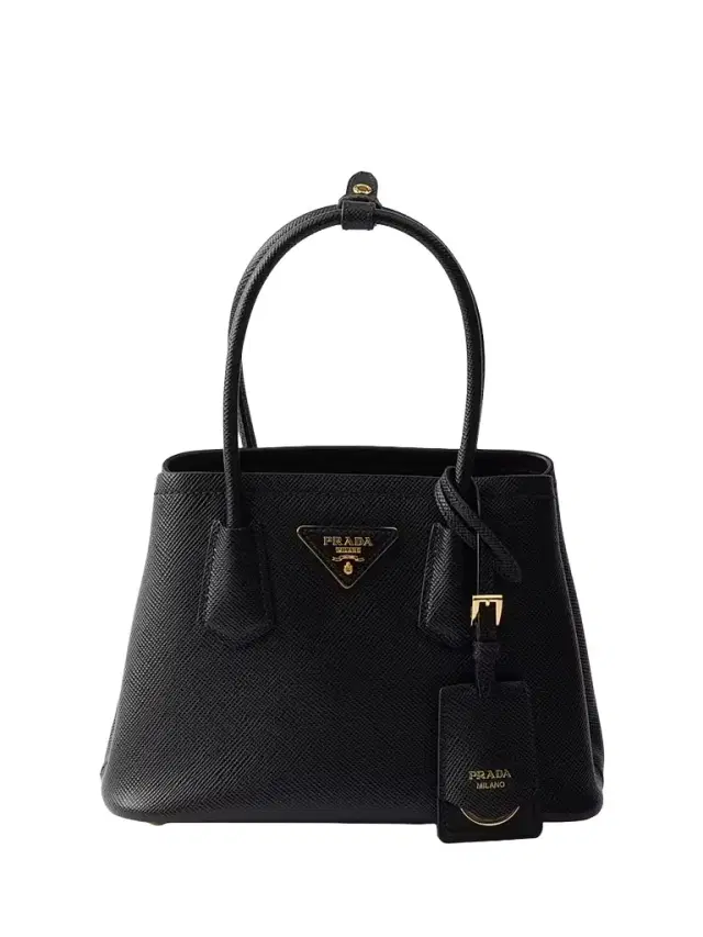 Women's Double Saffiano Leather Top Handle Bag - Black
