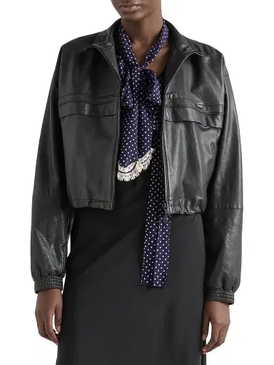 Prada Women's Nappa Leather Jacket - Black - Size 8 | Thumbnail 2