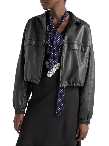 Prada Women's Nappa Leather Jacket - Black - Size 8 | Thumbnail 3