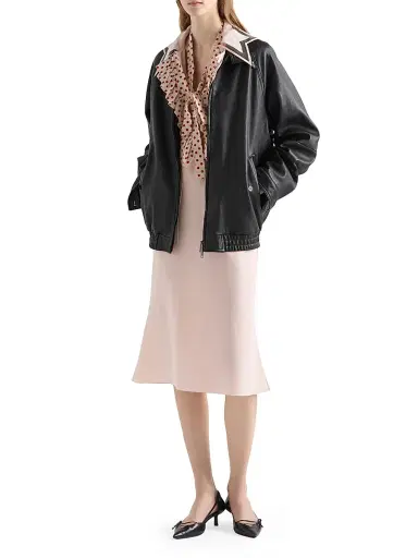 Prada Women's Nappa Leather Blouson Jacket - Black - Size 4 | Thumbnail 2
