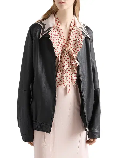 Prada Women's Nappa Leather Blouson Jacket - Black - Size 4 | Thumbnail 3