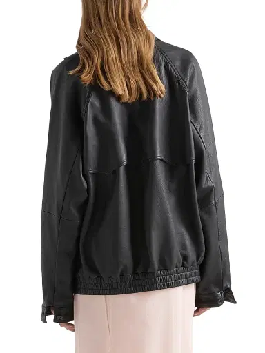 Prada Women's Nappa Leather Blouson Jacket - Black - Size 4 | Thumbnail 4