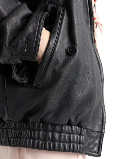 Prada Women's Nappa Leather Blouson Jacket - Black - Size 4 | Thumbnail 5